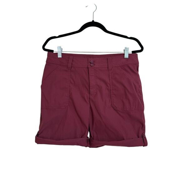 Eddie Bauer Women's Maroon Red Cuffed Athletic Casual Shorts Size 12 - Picture 1 of 8